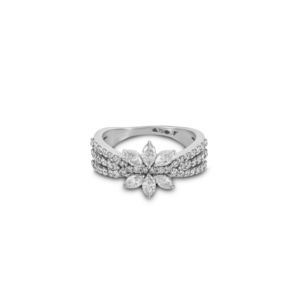 White Gold Diamond Floral Dress Ring